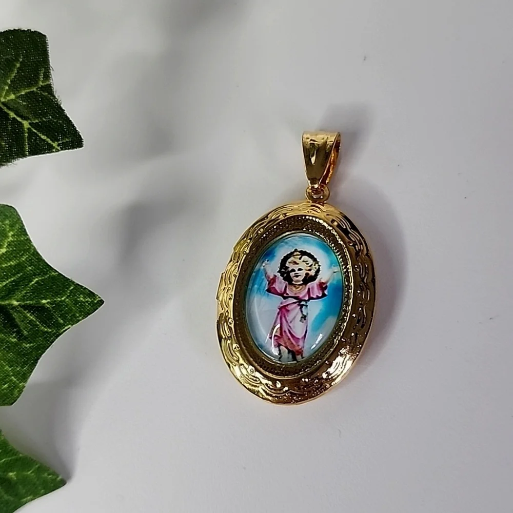 Gold Filled Locket Pendant Divine Child Jesus New